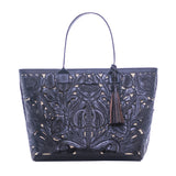 Bolso Grande Cincelado Negro Resacado con Forro